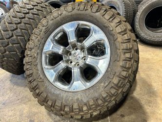 37 INCH (4) 20" OEM WHEELS DODGE RAM 1500 2019-2027 OEM CHROME CLAD 37" MAXXIS 37X12.50R20LT 95%