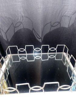 Large Chrome Mirrored Vanity Tray - Circles & Squares Design
