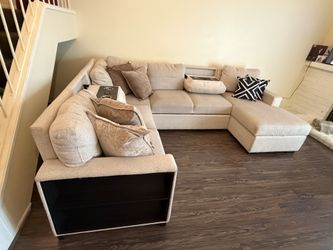 Modern Beige Sectional Sleeper Sofa with Cup Holders