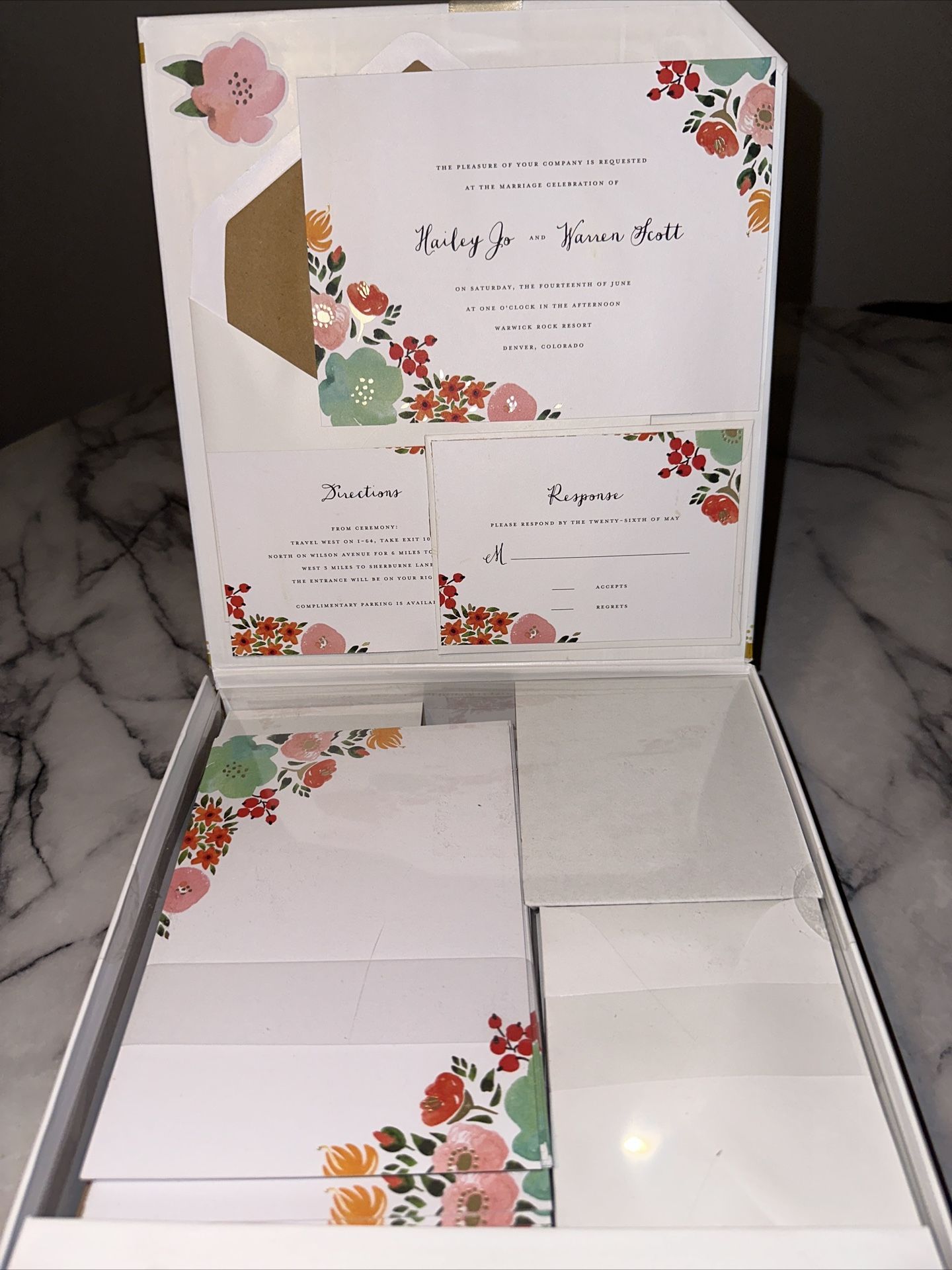 NEW Customizable Wedding Invitation & RSVP & Direction & Envelopes 30 Sets 180pc