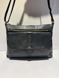 Fossil Kinley Black Pebbled Leather Crossbody Bag