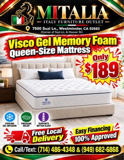 🔥👑 QUEEN MATTRESS SUPER SALE — VISCO MEMERY FOAM ONLY $189! 👑🔥