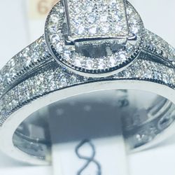 Sterling Silver 2 Pieces Bridal Set Size 8