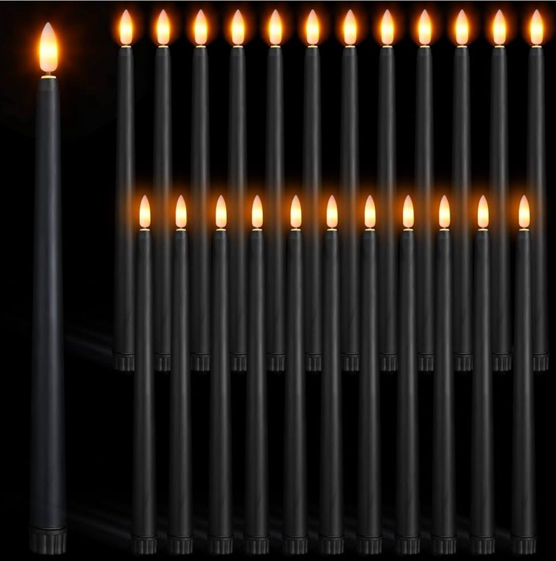 Macarrie 20 Packs Flameless Taper Candles Battery Operated Fake 11 Inch Long Candle Light LED Flameless Candlesticks Flickering Tapered For Wedding, H