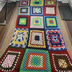 Patchwork Knit Quilt Or Blanket 80 X 52