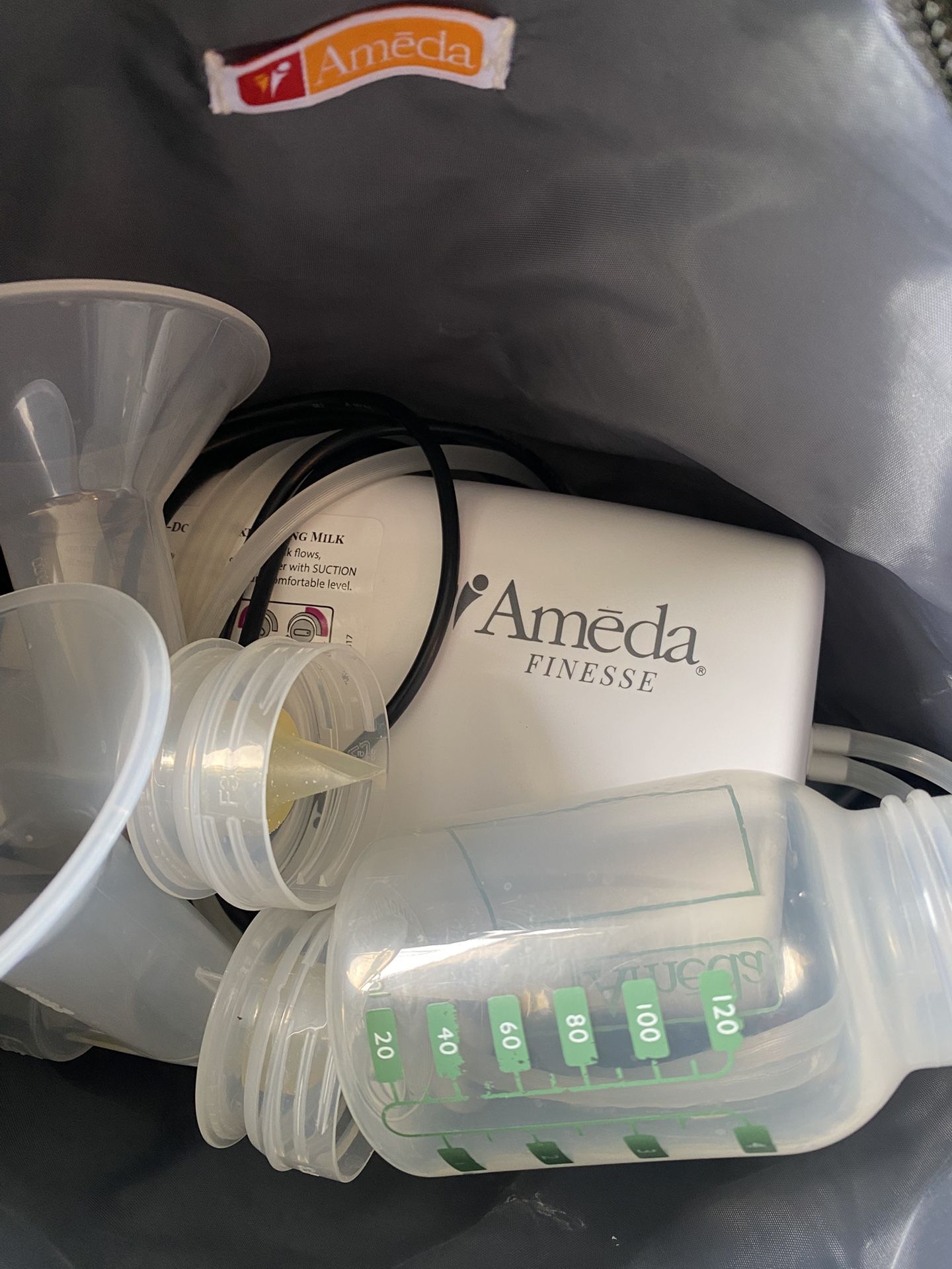 Used Ameda Finesse Double Electric Breast Pump with Bag & Accessories – Clean & Working