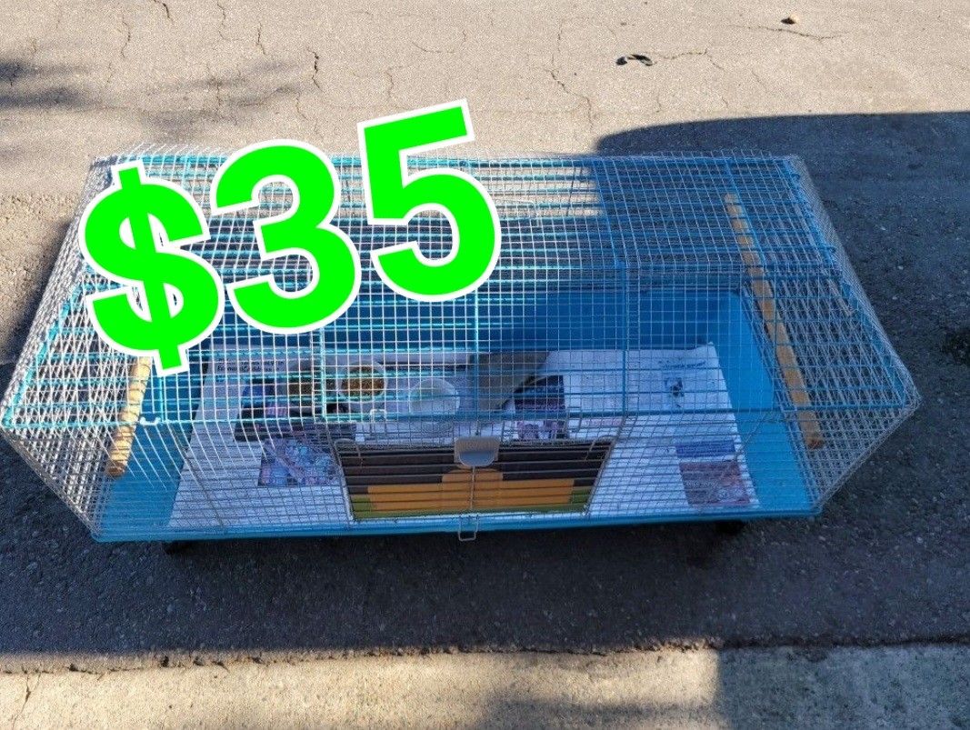 Large Bird Cage Setup For Small Birds. 40" Wide x 23" Tall x 17" Deep