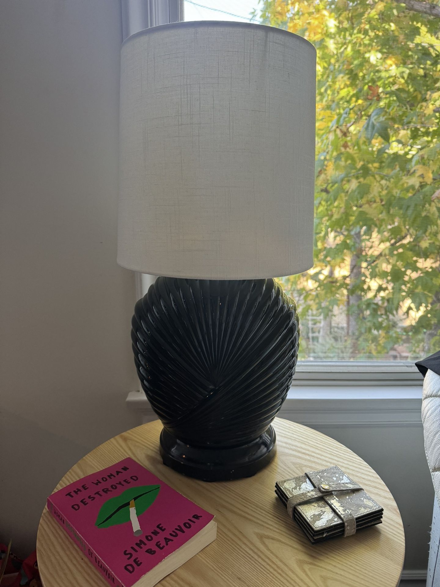 Vintage 1980s Black Seashell Lamps