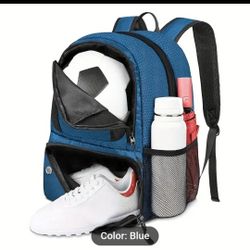 New Blue Soccer Bag  Backpack Football Volleyball & Basketball,with Ball Compartment and Shoe Storage