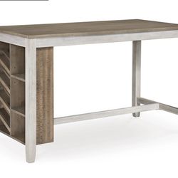 Skempton Counter Height Dining Table with Built-In Wine Rack and Shelves