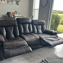 Brown Leather sofa and Loveseat Recliners 