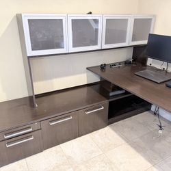 Executive L-Shaped Office Desk w/ Hutch & Storage – Indiana Furniture