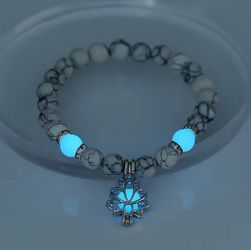 White Glow In The Dark Lotus Bracelet