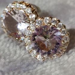 Rose Gold Over Sterling Silver Earrings With CZs