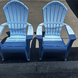 2 Blue Patio Chairs 