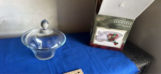 7” glass covered candy dish