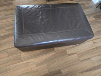 Large Brown Leather Ottoman