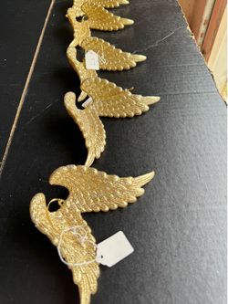 5 Gold Glitter Angel Wing Christmas Ornaments, navideños alas de ángel doradas Tree decor holiday