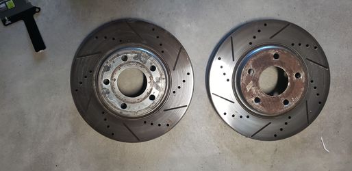 Drilled and slotted brake disks