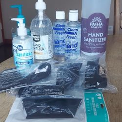 Hand Sanitizers Assortment UNOPENED And 7 Face masks NEW Unopened 