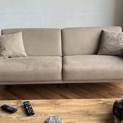 Sofa Sleeper With Storage (Beige/ Taupe) Foldable For Easy Transportation [80 Inch]