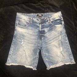 F6K blue denim shorts