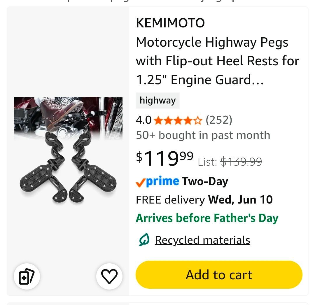 KEMIMOTO Motorcycle Highway Pegs
