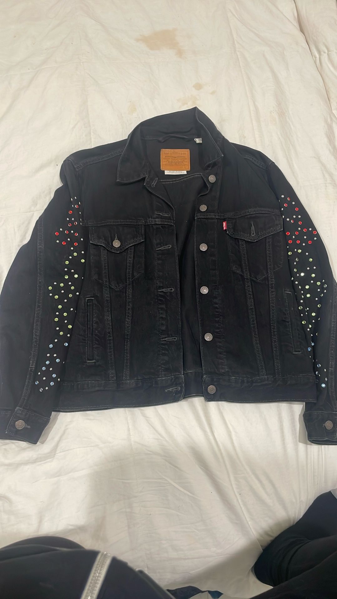 Used Levi’s Black Denim Jacket With Rhinestones