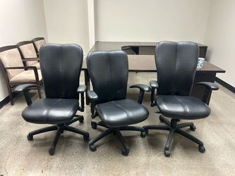 Black Leather Office Chairs – 3 available