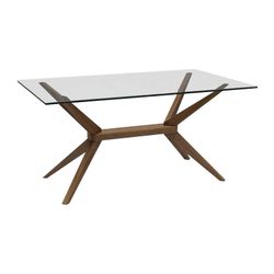Gorgeous Magna Glass Dining Table + 6 Navy Velvet Chairs — Like New