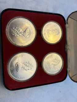 1976 Montreal Olympic Silver Coin Set 2$10 And 2 $5 Coins
