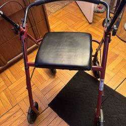 "For sale: 4 Wheel Rollator Walker With Seat, Steel Rolling Walker. Height adjustable, 7.5" wheels, removable back support. 300-pound weight capacity,