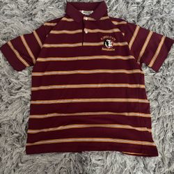 FSU Seminoles Striped Polo – Maroon/Gold (Size Large)
