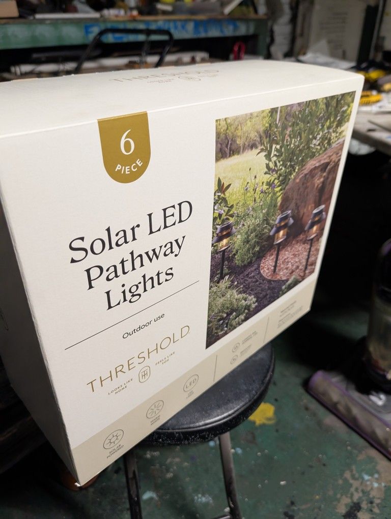 Solar Led Pathway Lights Six Piece Set Solar Powered Warm Light