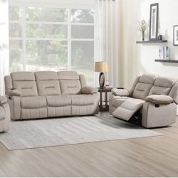 Beige Recliner Sofa And Loveseat Brand New  With USB Ports