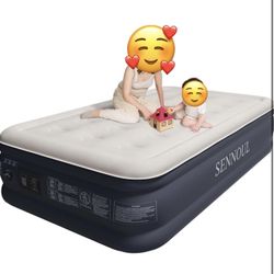 Twin Blow Up Mattress, 16"/550lbs Max with Built in Pump, 2 Mins Quick Self Inflatable, with Double Air Chamber, Strong Support, for Camping, Home, Gu