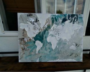 30x40 Abstract canvas painting - map