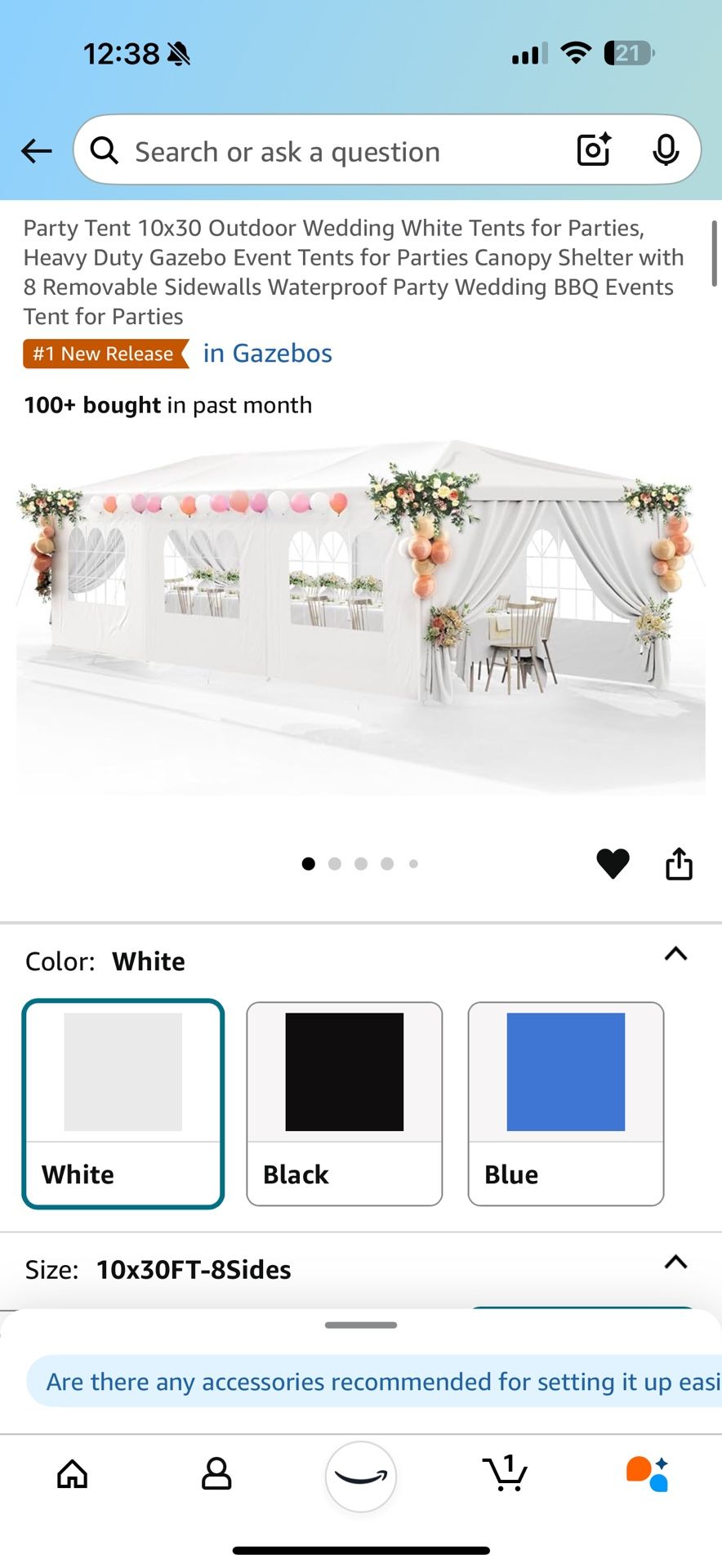 Party Tent 10x30 Outdoor Wedding White Tents for Parties, Heavy Duty Gazebo Event Tents for Parties Canopy Shelter with 8 Removable Sidewalls Waterpro