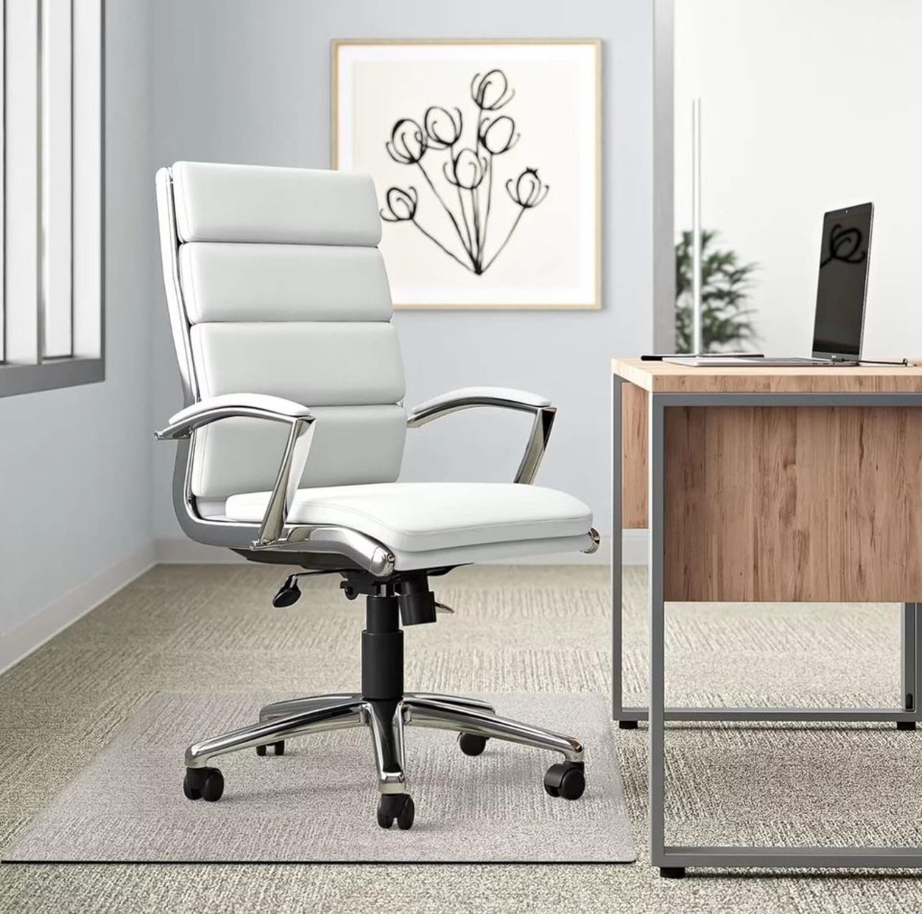 MIRUO 42" x 42" x 1/4" Chair Mat for Carpet Tempered Glass Chair Mat for Hardwood Floor Desk Chair