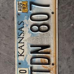 Kansas KS Johnson County 2000’s 2007 License Plate TDN 807