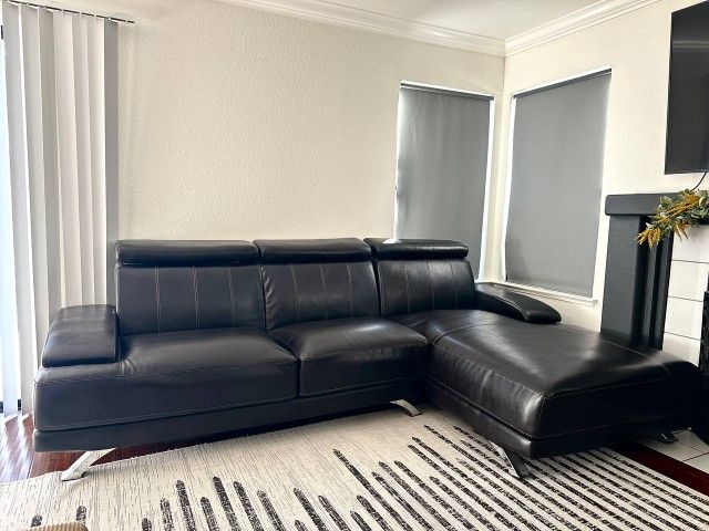 Faux Leather Sofa L Couch