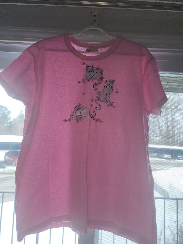 Pink Cat Tshirt Now $5.00