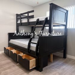 Twin Bunk Bed And Mattress With Drawers 