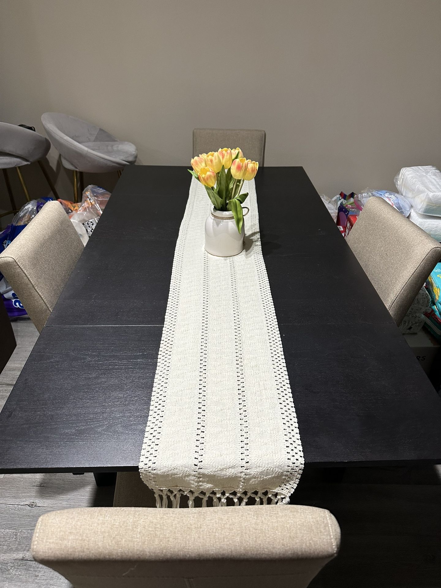 Expandable Square To Rectangular IKEA Table And 4 Chairs