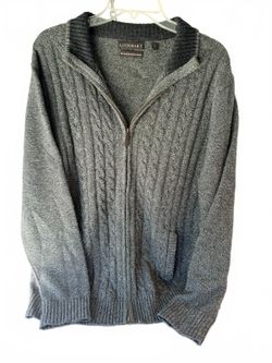 Lockhart Men's Gray Cable Knit Full Zip Sweater Cardigan