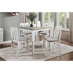 Brand New Gray/White Dining Table + 4 Gray Linen Chairs (9Chair: 18.5 x 20 x 40H
TABLE: 36 x36 x36.5)
