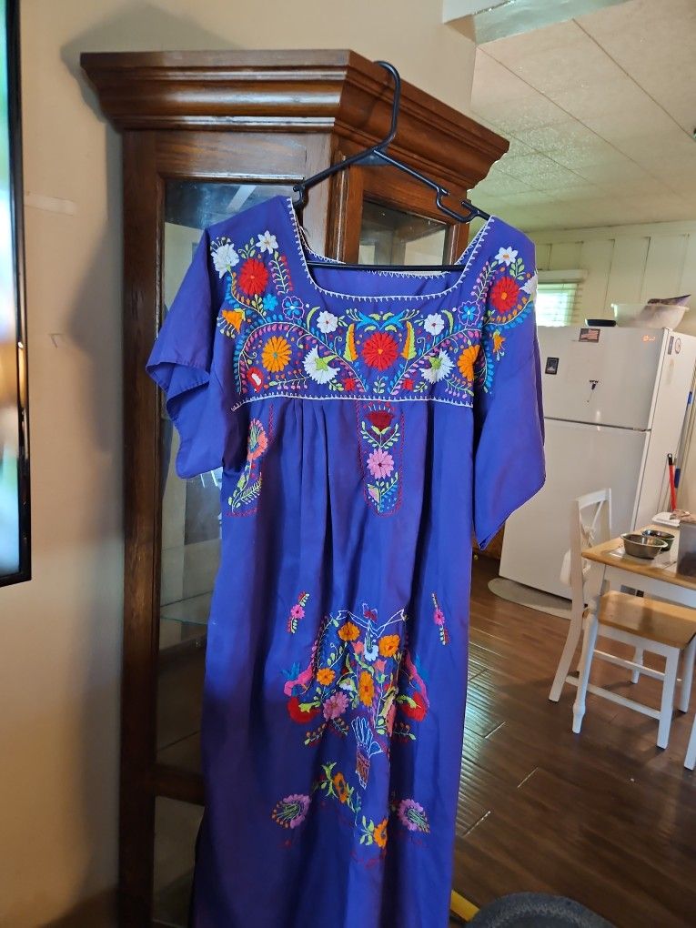 Embroidered Mexican Dress,