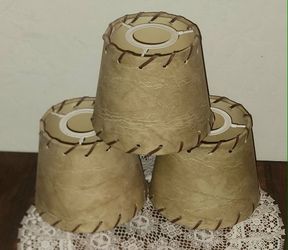 X3 NEW FAUX LEATHER COUNTRY WESTERN MINI CHANDELIER LAMP SHADE SET