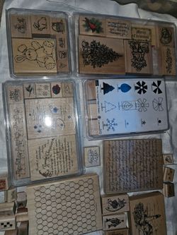 Lot of 94 rubber stamps and ink