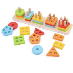 Wood Sorting & Stacking Toy For Toddlers 